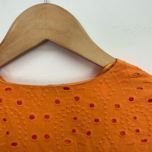 Zara Women’s Blogger Favorite Orange Embroidered Eyelet Puff Sleeve Maxi Dress - Picture 7 of 14